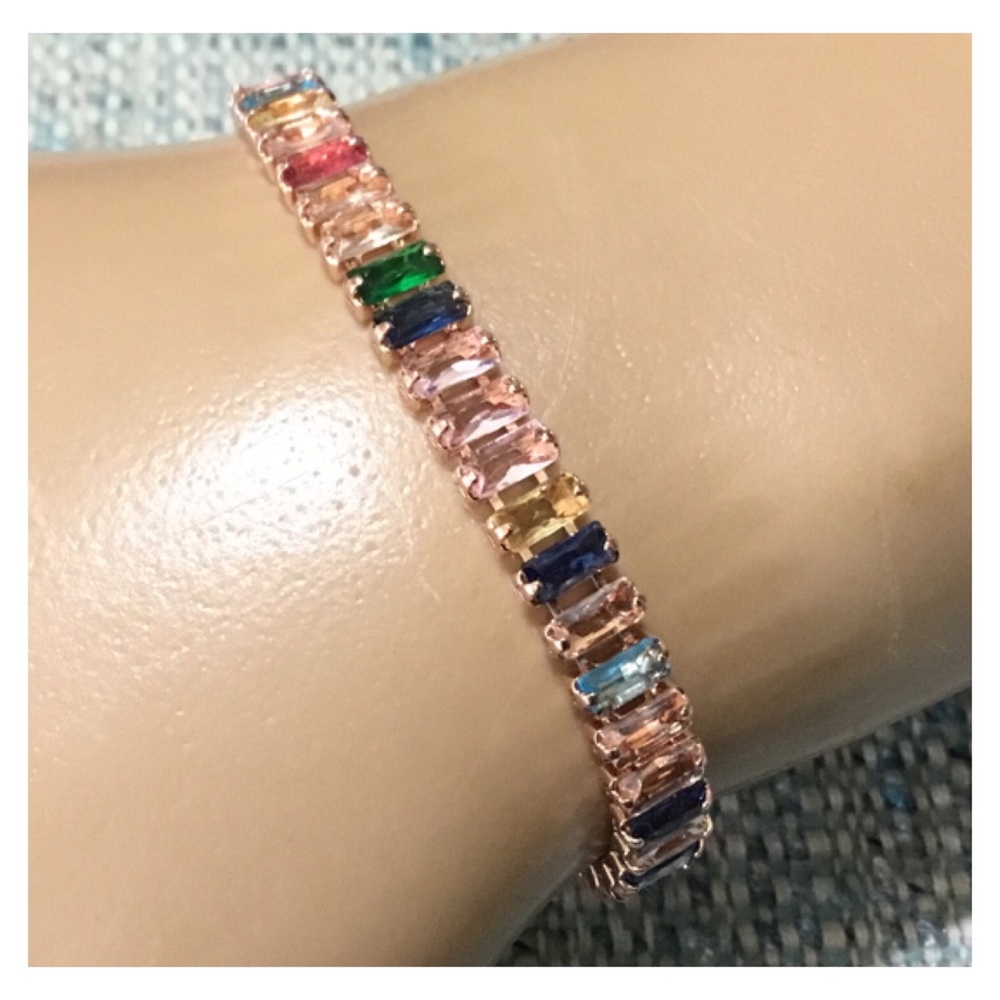 Bright Colored Rhinestone Rose Gold Bracelet/Anklet